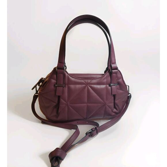 Simply Vera Vera Wang Collection Burgandy Quilted Buena Satchel Crossbody Bag - Picture 1 of 16